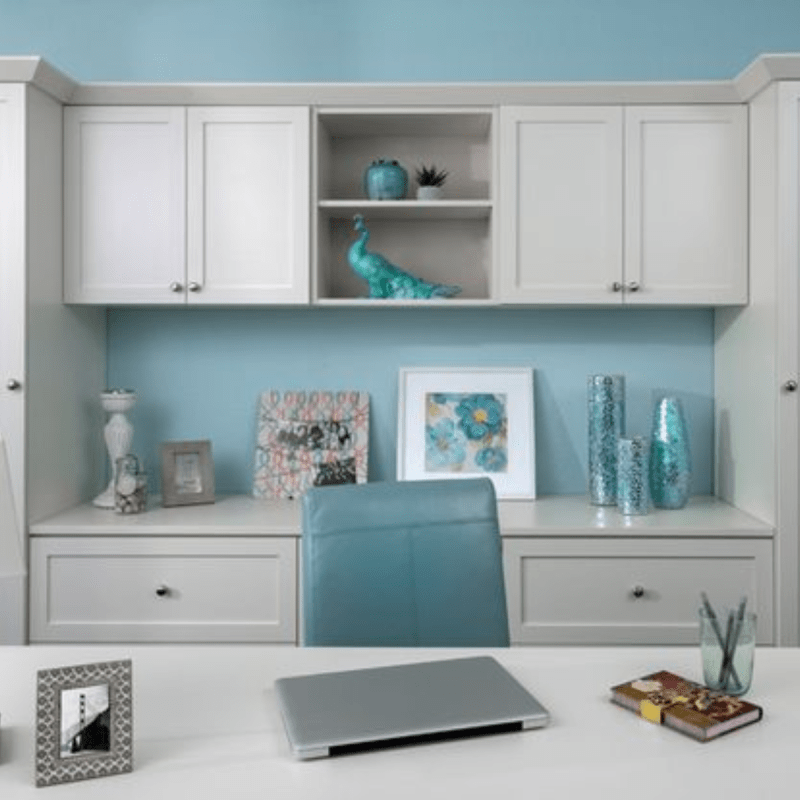 cabinetry behind a home office desk