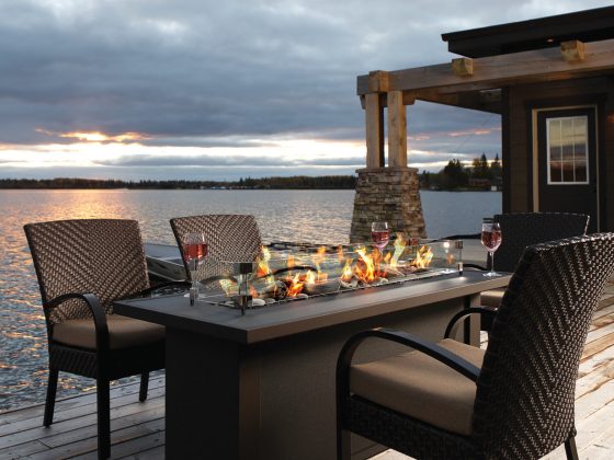 The Barbara Jean fire table is made in Manitoba and available through Wilk Stove.