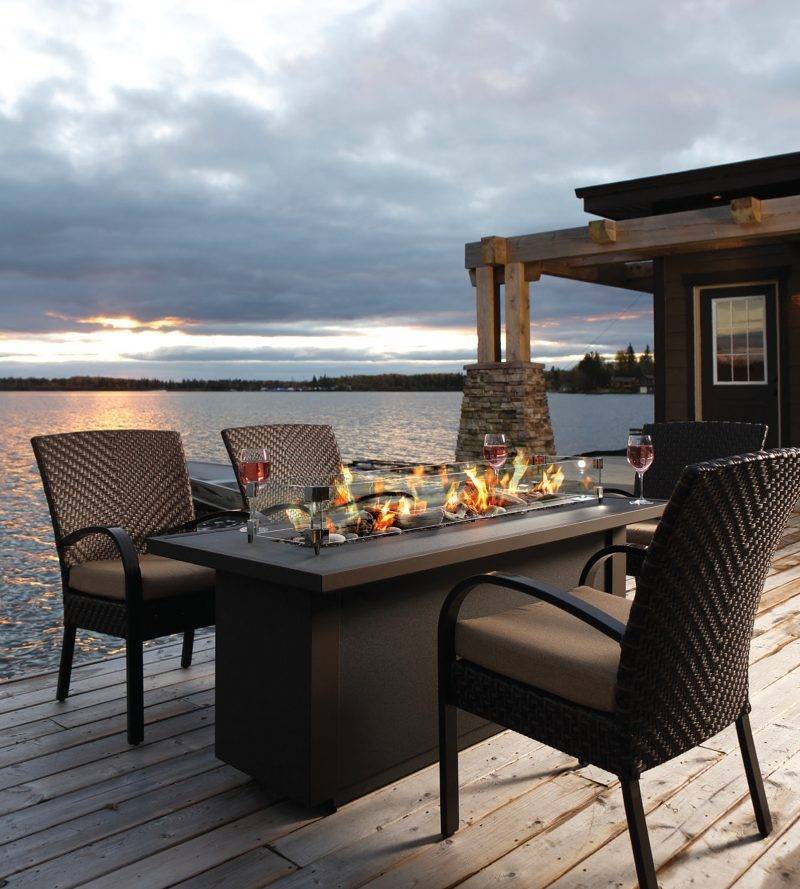 The Barbara Jean fire table is made in Manitoba and available through Wilk Stove.